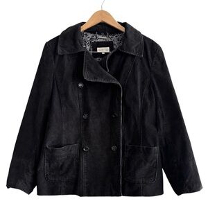 Northern Reflections Corduroy Boxy Black Pea Coat